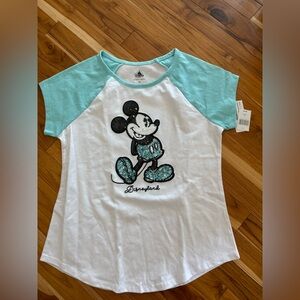 Disney Kids Mickey Mouse Aqua and White Short Sleeve Tee